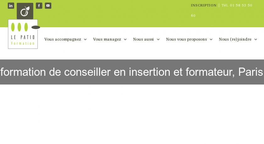 formation de conseiller en insertion et formateur, Paris formation de conseiller en insertion et formateur, Paris