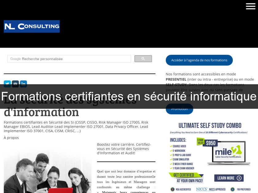 Formations certifiantes en sécurité informatique Formations certifiantes en sécurité informatique