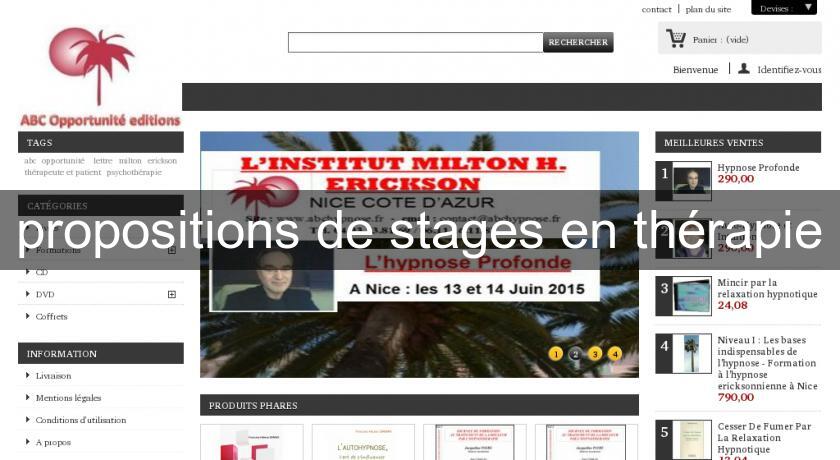 propositions de stages en thérapie propositions de stages en thérapie