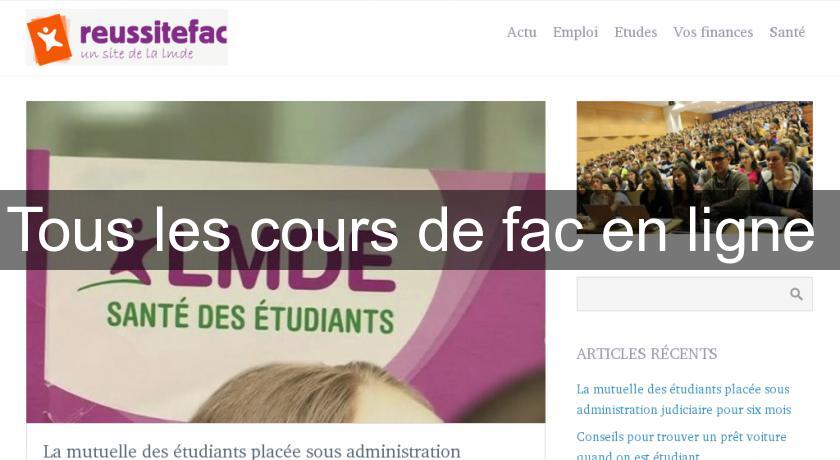 Tous les cours de fac en ligne Tous les cours de fac en ligne