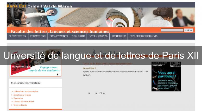Unversité de langue et de lettres de Paris XII Unversité de langue et de lettres de Paris XII
