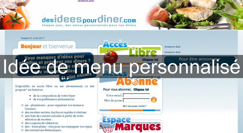 Idée de menu personnalisé Idée de menu personnalisé
