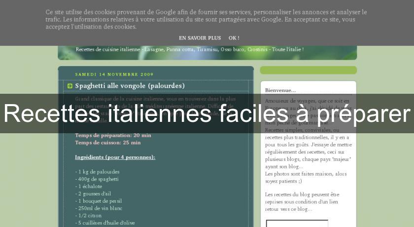 Recettes italiennes faciles à préparer Recettes italiennes faciles à préparer