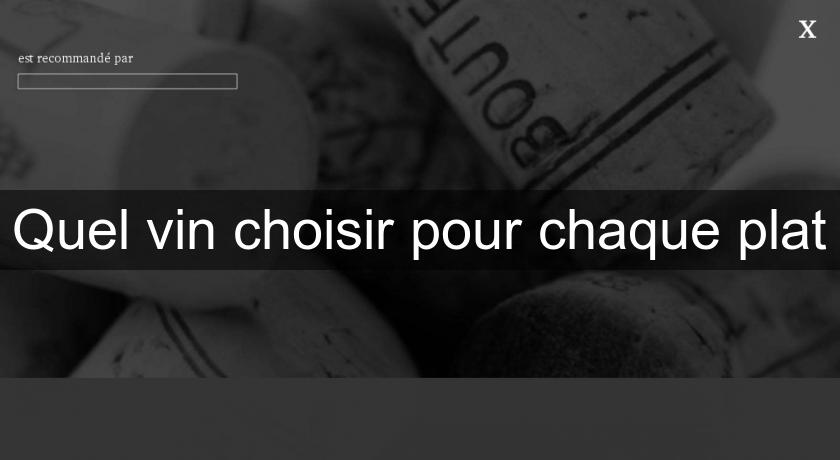 Quel vin choisir pour chaque plat Quel vin choisir pour chaque plat