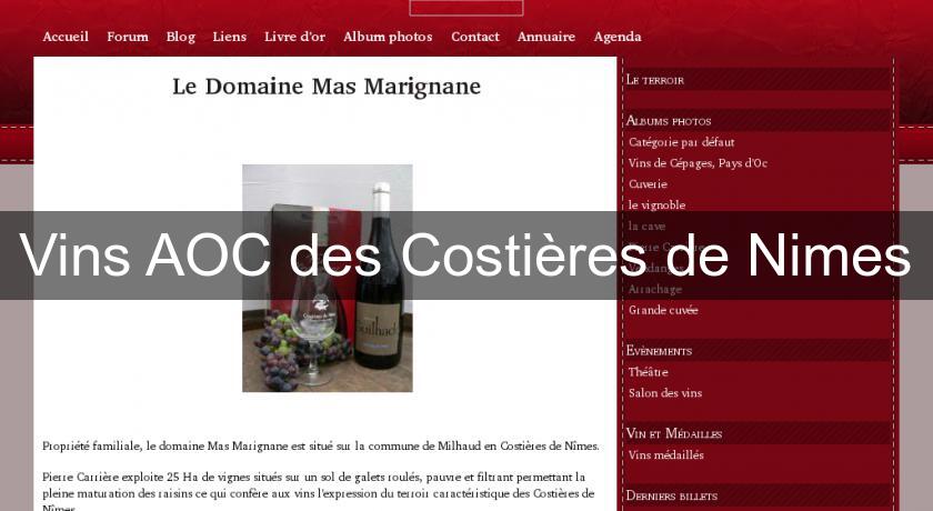 Vins AOC des Costières de Nimes Vins AOC des Costières de Nimes