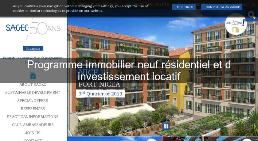 Programme immobilier neuf résidentiel et d'investissement locatif Programme immobilier neuf résidentiel et d'investissement locatif