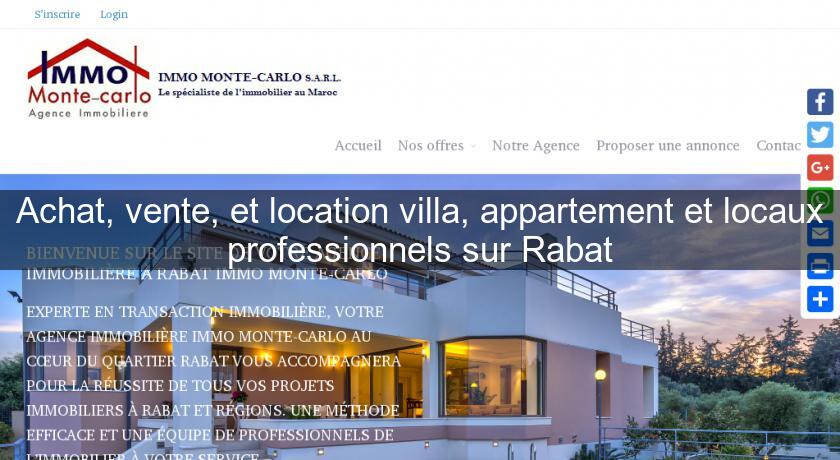 Achat, vente, et location villa, appartement et locaux professionnels sur Rabat Achat, vente, et location villa, appartement et locaux professionnels sur Rabat