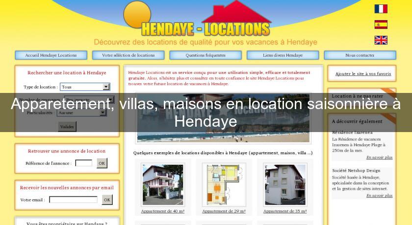 Apparetement, villas, maisons en location saisonnière à Hendaye Apparetement, villas, maisons en location saisonnière à Hendaye