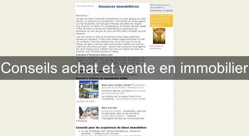 Conseils achat et vente en immobilier Conseils achat et vente en immobilier