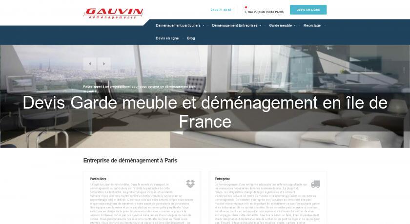 Devis Garde meuble et déménagement en île de France Devis Garde meuble et déménagement en île de France