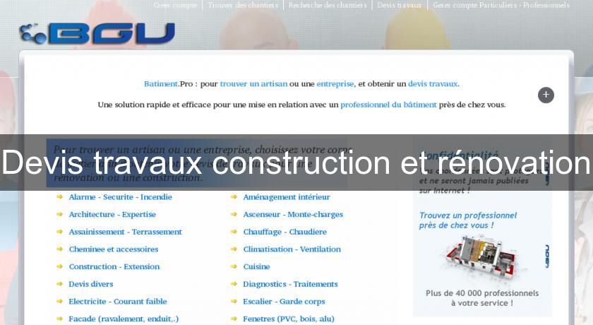 Devis travaux construction et rénovation Devis travaux construction et rénovation