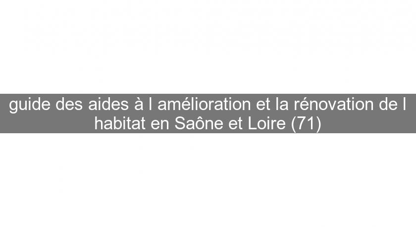 guide des aides à l'amélioration et la rénovation de l'habitat en Saône et Loire (71) guide des aides à l'amélioration et la rénovation de l'habitat en Saône et Loire (71)