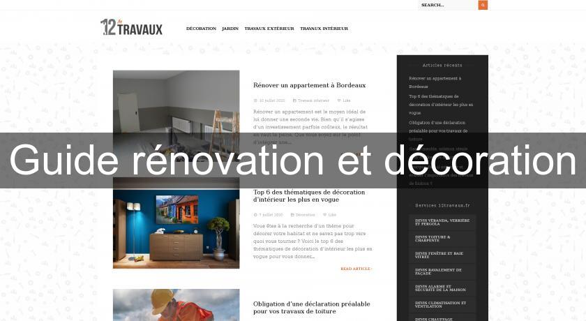 Guide rénovation et décoration Guide rénovation et décoration