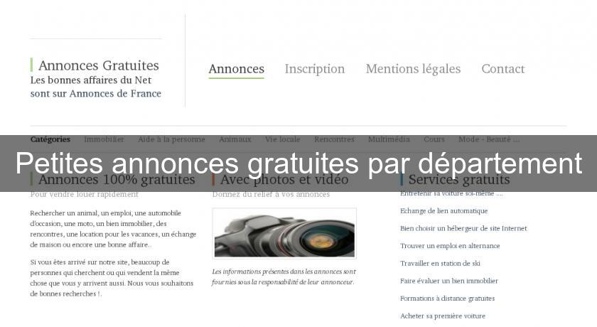 Petites annonces gratuites par département Petites annonces gratuites par département