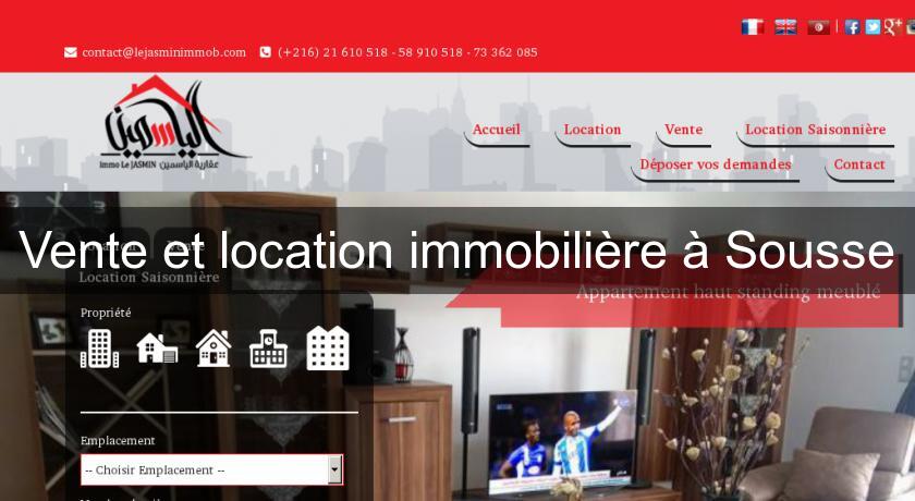 Vente et location immobilière à Sousse Vente et location immobilière à Sousse
