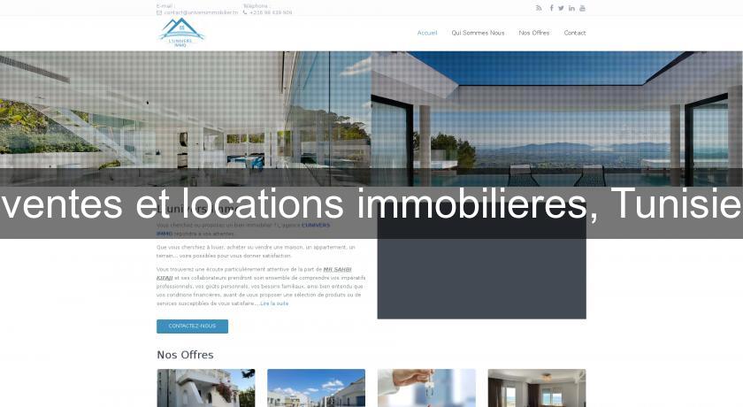 ventes et locations immobilieres, Tunisie ventes et locations immobilieres, Tunisie