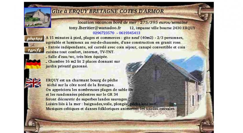 Location d'une maison de vacances à Erqui, Côte d'Armor Location d'une maison de vacances à Erqui, Côte d'Armor