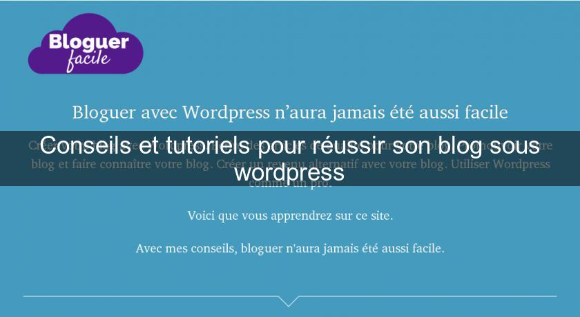Conseils et tutoriels pour réussir son blog sous wordpress Conseils et tutoriels pour réussir son blog sous wordpress