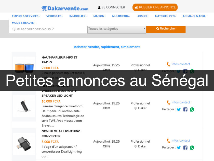 Petites annonces au Sénégal Petites annonces au Sénégal