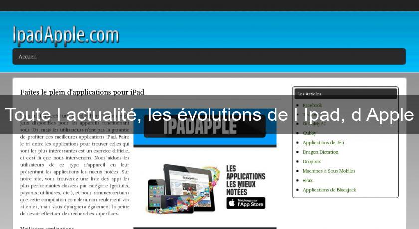 Toute l'actualité, les évolutions de l'Ipad, d'Apple Toute l'actualité, les évolutions de l'Ipad, d'Apple