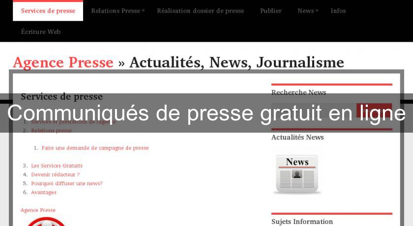 Communiqués de presse gratuit en ligne Communiqués de presse gratuit en ligne