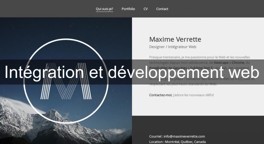 Intégration et développement web Intégration et développement web