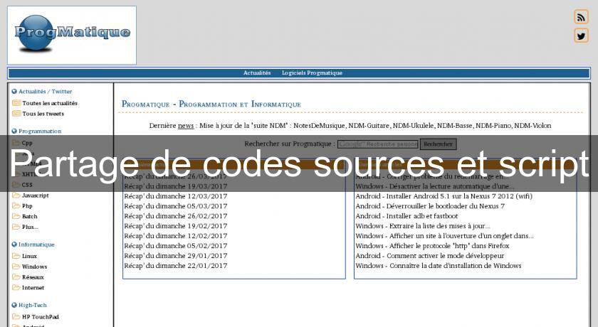 Partage de codes sources et script Partage de codes sources et script
