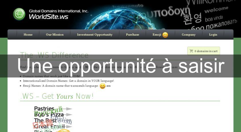 Une opportunité à saisir Une opportunité à saisir