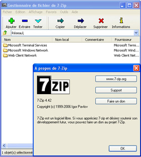 capture d'ecran 7-Zip v 4.42