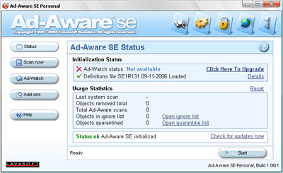 capture d'ecran Ad-Aware SE Personal v 1.06