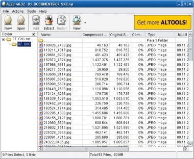 capture d'ecran ALZip v 6.32