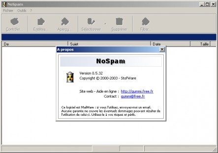 capture d'ecran AntiSpam v 0.5.32