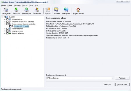 capture d'ecran Driver Genius Professional v 6.1