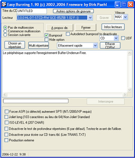 capture d'ecran Easy Burning v 2.01