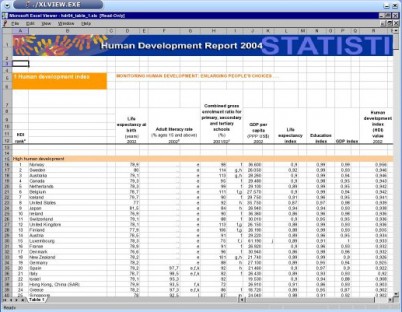 capture d'ecran Excel Viewer 2003