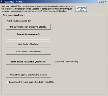 capture d'ecran HijackThis v 1.99.1