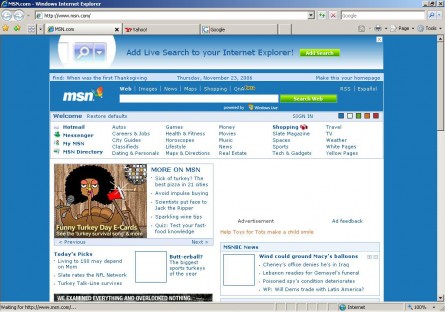 capture d'ecran Internet Explorer v 7 RC1