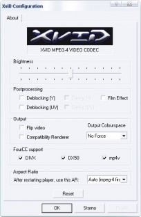 capture d'ecran Koepi's XviD Codec v 1.1.0