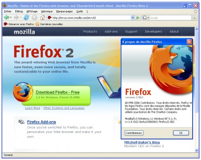 capture d'ecran Mozilla Firefox v 2.0 Bêta 2