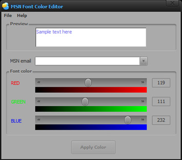 capture d'ecran MSN Font Color Editor