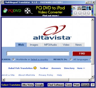 capture d'ecran Multilingual Translator v 1.0
