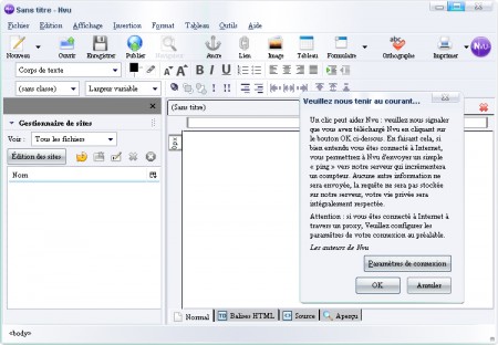 capture d'ecran Nvu v 1.0