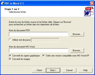 capture d'ecran PDF-to-Word v 2.1
