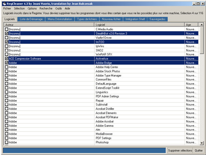 capture d'ecran RegCleaner v 4.3.0.780