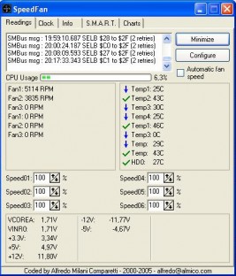 capture d'ecran SpeedFan v 4.30