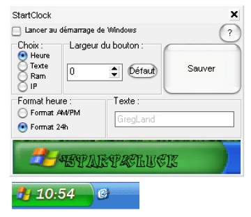 capture d'ecran StartClock