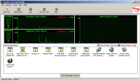 capture d'ecran Sygate Personal Firewall v 5.6