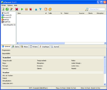 capture d'ecran µTorrent v 1.6.1