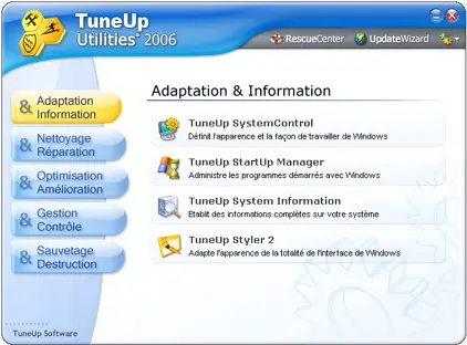 capture d'ecran TuneUp Utilities 2006