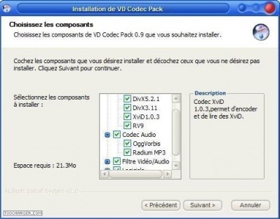 capture d'ecran VD Codec Pack v 3.7